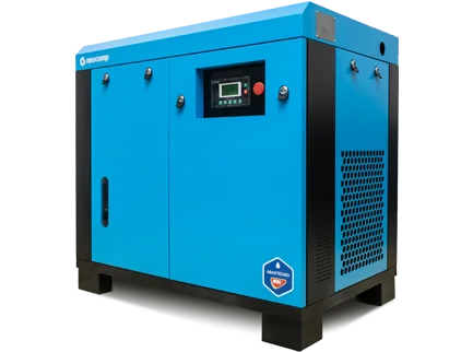 Compressor de parafuso 20A, gabinete fechado visto de frente