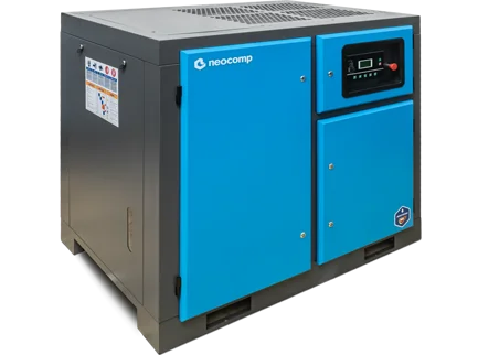 Compressor de parafuso 50A, gabinete fechado visto de frente